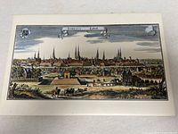 Full view of porcelain tray showing Lübeck engraving, landscape orientation