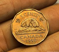 Reverse showing beaver, denomination, date