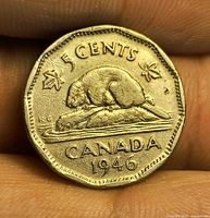 Reverse showing beaver, denomination, country and date