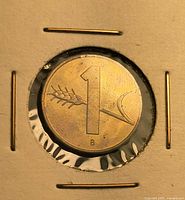 Obverse showing numeral 1 with wheat ear and mint mark B