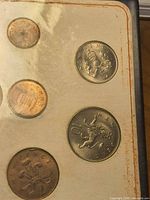 Close view of coins in holder