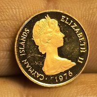 Obverse showing Queen Elizabeth II portrait, date 1976, Cayman Islands legend