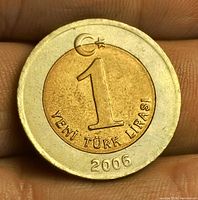 Obverse: numeral 1, crescent-star, year 2006