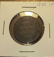 Reverse view showing ONE CENT 1888 within wreath