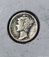 Obverse of 1935 Mercury dime