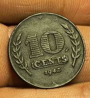 Reverse showing denomination 10, wheat sprigs, date 1942