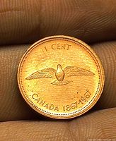 Reverse side showing rock dove and inscriptions I CENT CANADA 1867-1967
