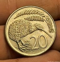 Reverse with kiwi bird, fern, denomination 20