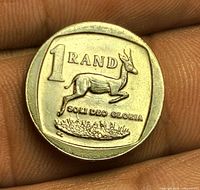 Reverse showing denomination 1 Rand and springbok