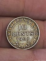 Reverse side showing NEWFOUNDLAND 10 CENTS 1903