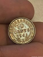 Reverse of 1941 Newfoundland 10 cents coin
