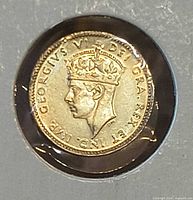 Obverse of 1944 Newfoundland 5 cents coin showing King George VI bust