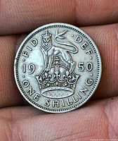 Reverse view showing lion on crown and 1950 date
