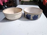 Two ceramic bowls side by side showing exterior designs