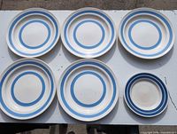 All six plates arranged, five larger and one smaller