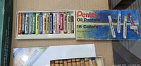 Pentel oil pastels open with sticks and box