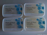 Four sealed Stephenson Melt & Pour Crystal soap base tubs