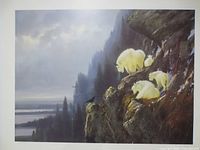 Full view of the unframed print showing mountain goats on cliff