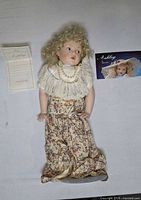Full view of Ashley doll with COA and brochure