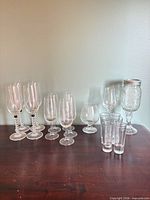 Group shot of all 18 glass pieces on table