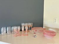 Group view of all glassware lined on counter