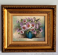 Front view of framed oil painting