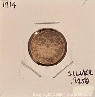 Reverse of 1914 Canada 10 cents showing denomination and date