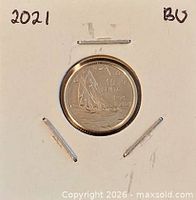 Coin in 2x2 holder showing obverse side with date 2021