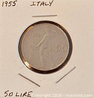 Reverse side showing date 1955, Vulcan design, denomination
