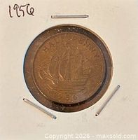 Reverse of coin showing Golden Hind and date 1956
