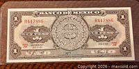 Front of 1961 Mexico one-peso banknote