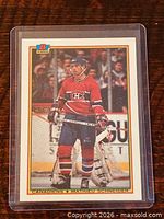 Front of 1990-91 Bowman Mathieu Schneider #52 hockey card in sleeve