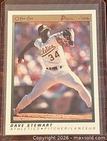 Front of 1991 O-Pee-Chee Premier #115 Dave Stewart card in sleeve