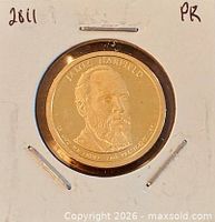 Obverse of 2011 James Garfield proof dollar in cardboard holder