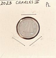 Coin reverse showing Bluenose schooner and 2023 date