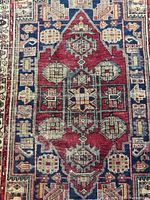 Close view of central medallion and colour palette