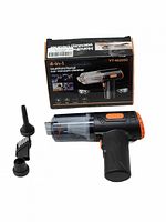 Handheld vacuum cleaner with three nozzle attachments and retail box