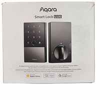 Retail box front showing Aqara Smart Lock U100 branding and compatibility logos
