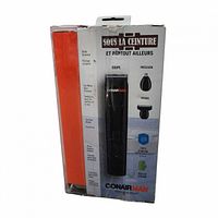 Retail package displaying ConairMAN body groomer and features