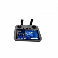 Front view DJI RC 2 controller with screen on, antennas raised