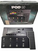 Retail box front and top view of POD Go processor