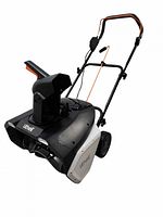 Angled view of Litheli snow blower showing handle and chute