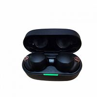 Open charging case displaying both earbuds seated inside