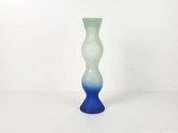 Full view of vase showing triple-bulb form and blue-to-white gradient