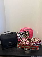 Group shot of all five makeup bags and cases
