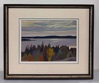 Full view of framed painting with mat and frame