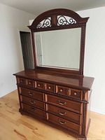 Full view of dresser with mirror attached