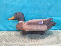 Right side view of plastic drake mallard decoy