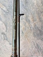 Shimano Clarus branding on rod blank