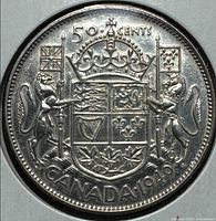 Full reverse view showing denomination, year 1949, Canadian Arms